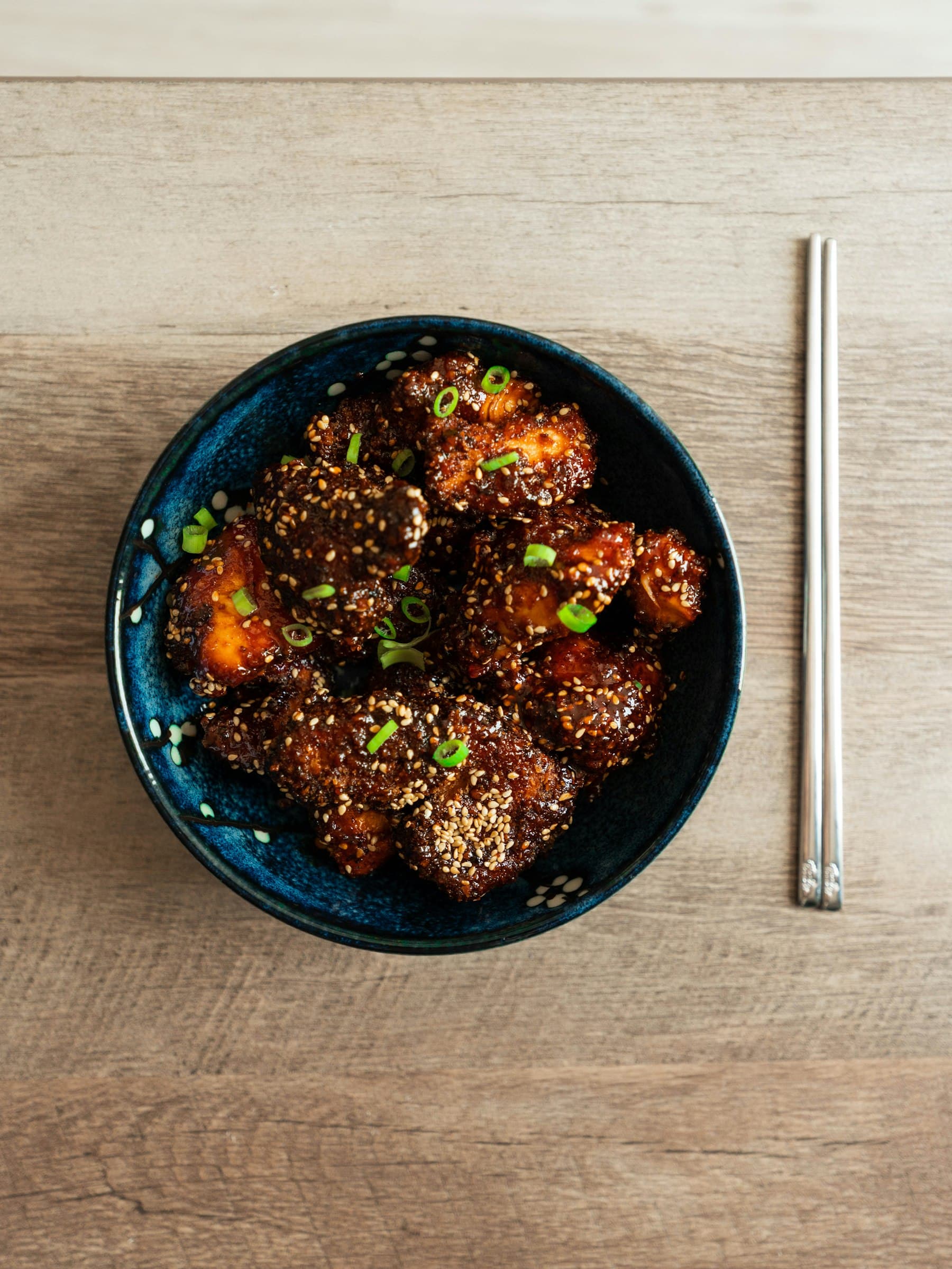 Korean glazed fried chicken bowl